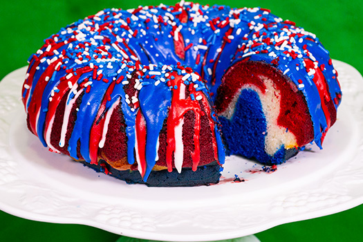 Firecracker Red, White, and Blue Cake