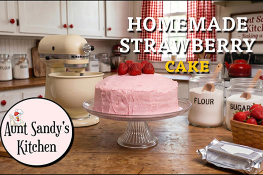 Learn To Make This Amazing Strawberry Cake with strawberry puree and cream cheese frosting.