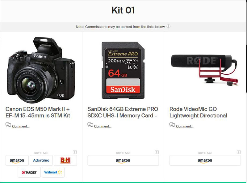 Recommended Video Gear Kit 1 for New Content Creators